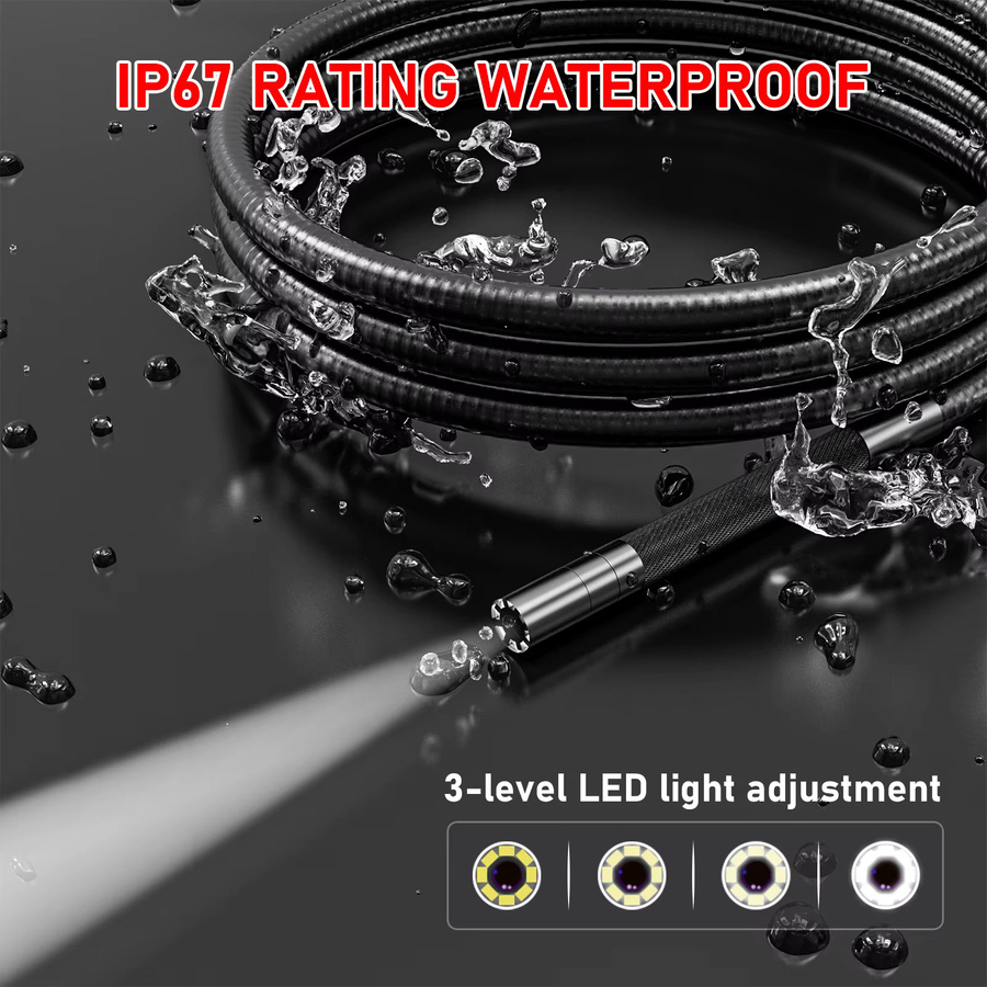 LAFOCH Gelenk-Endoskop mit Videokanal und Kamerakopf für Automobilinspektionen, Schwarz, 3,9 mm oder 6 mm, Länge: 1–2 m - Bild 3