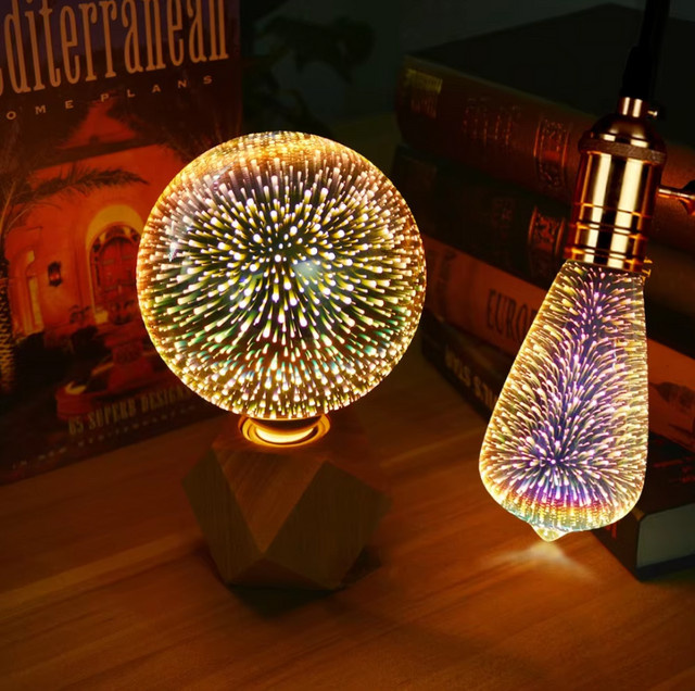 Rybakov E27 Glühbirne mit Stern- und Feuerwerk-Effekt, Mehrfarbig, Transparent - Bild 1
