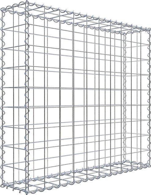 Gabiona Gabione aus verzinktem Stahl in Silber, B/H/T: 90 x 100 x 20 cm, Maschenweite 10 x 10 cm - Bild 1