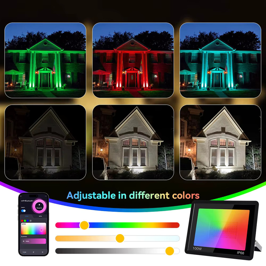 TUYA Smart RGB Flutlicht RGBCW mit WIFI-Steuerung, IP65 Outdoor Strahler für Garten und Außenbereich, Mehrfarbig - Bild 4