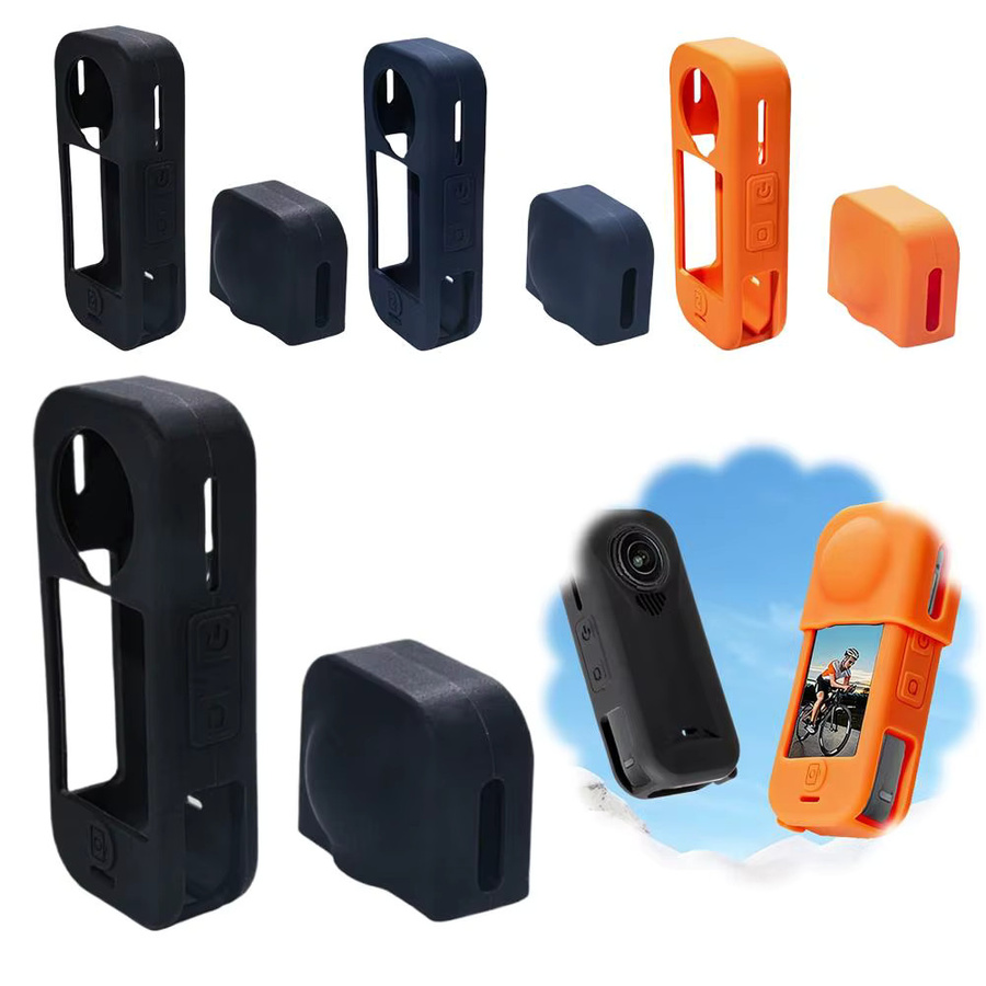 Insta360 Silikon-Körperschutzhülle für Insta360 X4air stoßfeste Schutzrahmenkappe in Orange und Schwarz - Bild 2