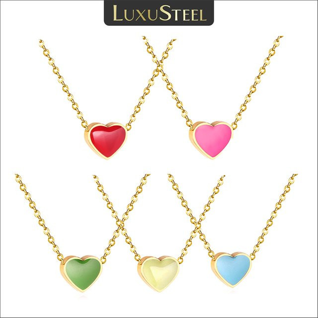 LUXUSTEEL Halskette, Herz Anhänger, Edelstahl, Bunt, Damen - Bild 1