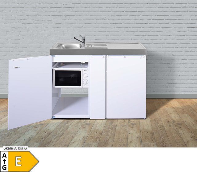 Stengel Küchen Kitchenline MKM 120 A Küchenzeile in Weiß ohne Kochfeld links und Becken rechts - Bild 1