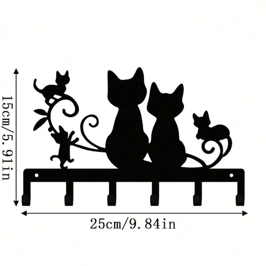 CIFBUY Wandhaken Schwarze Katze aus Metall als Schlüsselhalter und moderner Wand-Organizer - Bild 2