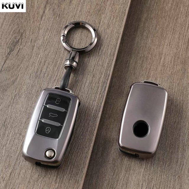 Kuvi TPU Schlüsselhülle für VW Volkswagen MK4 Bora Golf 4 5 6 Jetta Passat Polo Touran und Skoda Sitz mit 3 Tasten - Bild 1