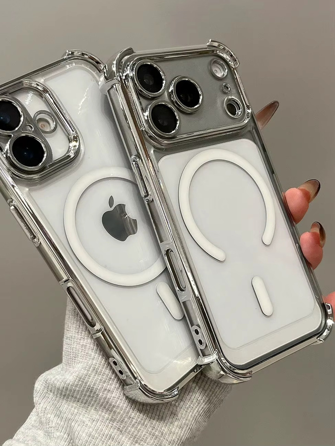 MagSafe Acryl Schutzhülle für Apple iPhone 11 bis 17 Pro Max, transparent oder schwarz, magnetische kabellose Ladeabdeckung - Bild 2