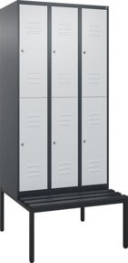 C+P Doppelstock-Spind Classic PLUS Sitzbank mit 3 Abteilen und unterbauter Sitzfläche, Farbe: Anthrazit, Grau, Schwarz, B/T/H: 212,0 x 90,0 x 81,5 cm - Bild 1