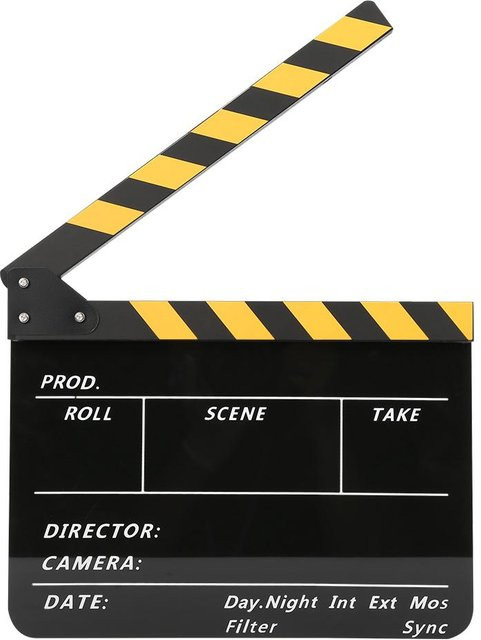 ZuiyouPet1 Filmklappe aus Acryl für Film, Fernsehen und Fotografie, B: 30 cm, H: 25 cm, Farben: Schwarz, Weiß, Gelb - Bild 1