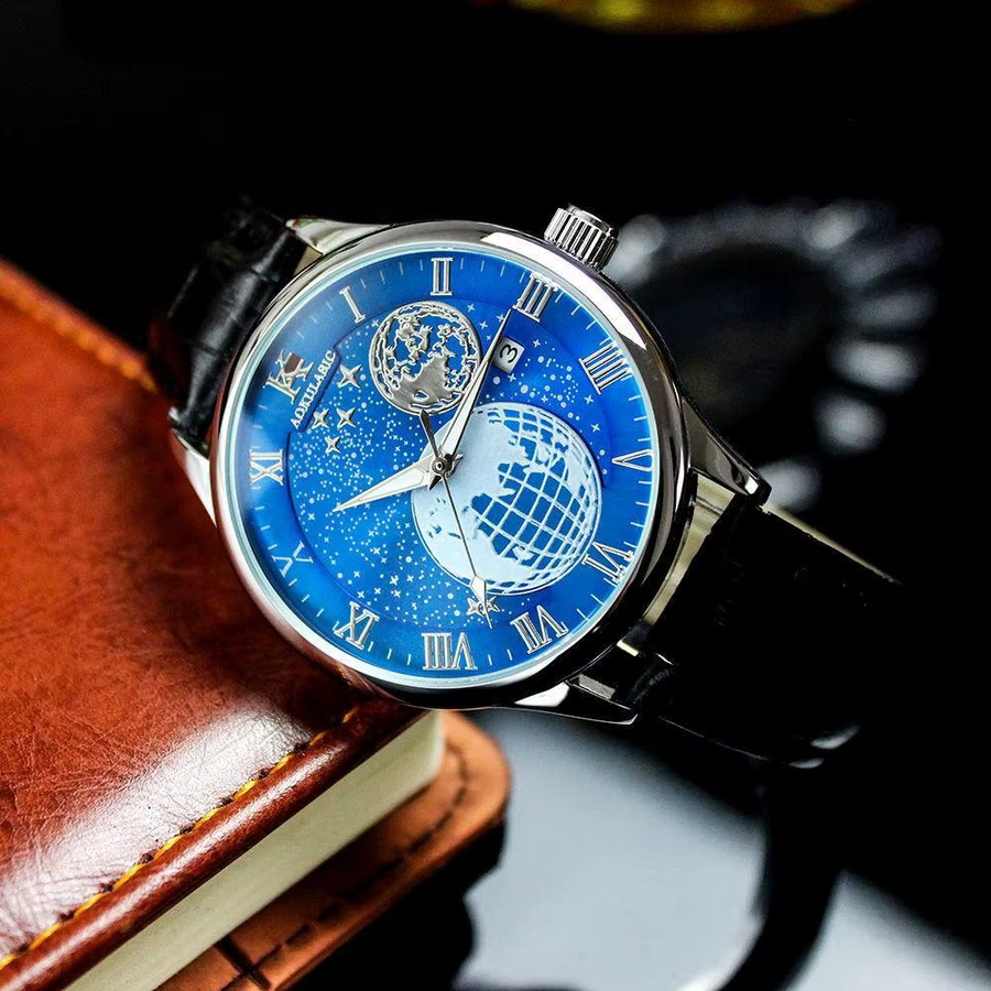 AOKULASIC Armbanduhr Automatik, Schwarz, Leder, Herren - Bild 2