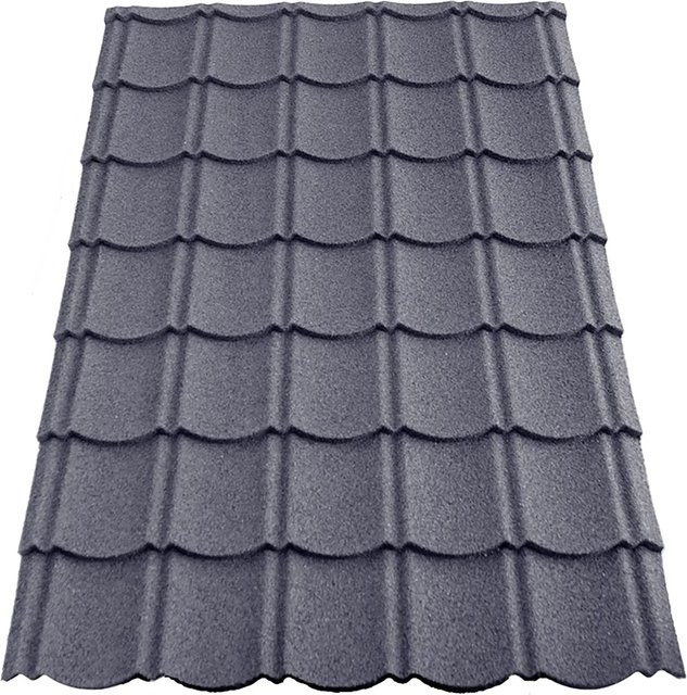 Easypan Metalldachpfanne in Ziegeloptik mit Granulat in Schiefer Anthrazit B: 1135 mm, H: 860 mm - Bild 1