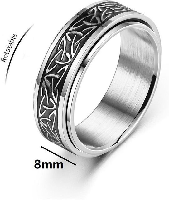 Fidget Spinner Ring Wikinger Schrift, Edelstahl, Silber, Herren - Bild 1