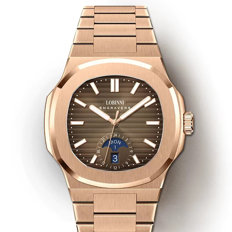 LOBINNI Armbanduhr Automatik, Edelstahl, Roségold, 43 mm, Herren - Bild 1