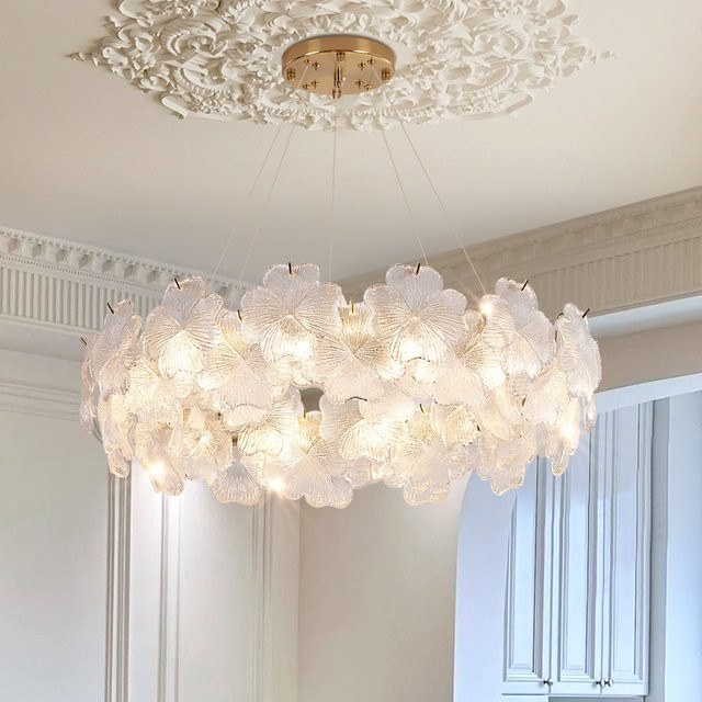 JIANKEXING Pendelleuchte aus Glas und Metall in Gold/Messing mit weißem Schirm für Wohnzimmer, Schlafzimmer und Küche - Bild 1