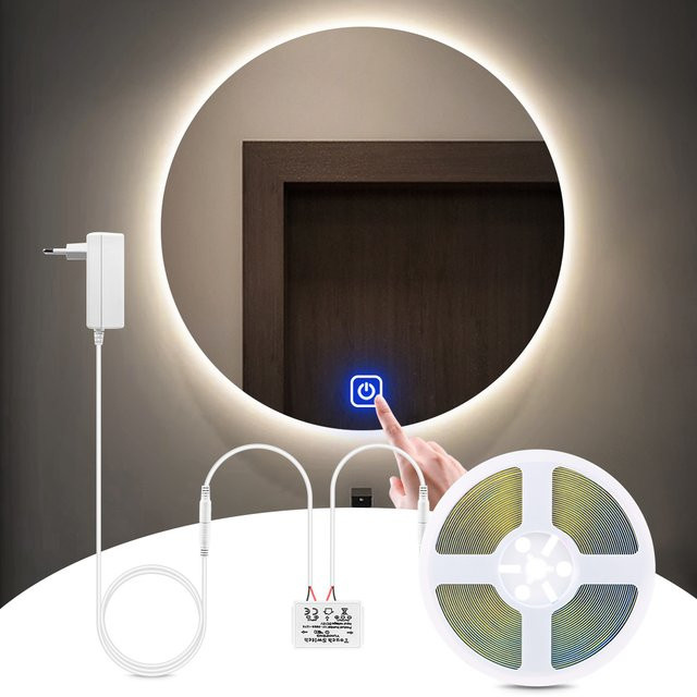 MALITAI LED Make-up Spiegel Beleuchtung mit Touch-Sensor und COB Strip, dimmbar, Weiß, 12V - Bild 1