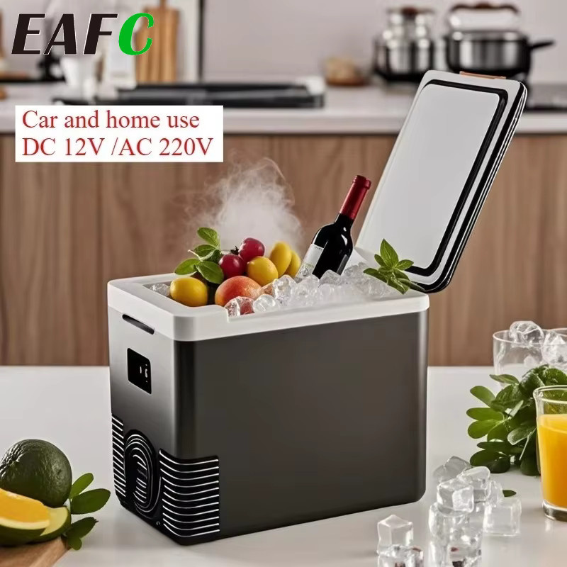 EAFC 3-in-1 Tragbarer Mini-Kühlschrank 10L in Schwarz für Auto und Zuhause mit Kühl- und Wärmefunktion, B/T/H: 28,5 x 33,5 x 28,5 cm - Bild 2