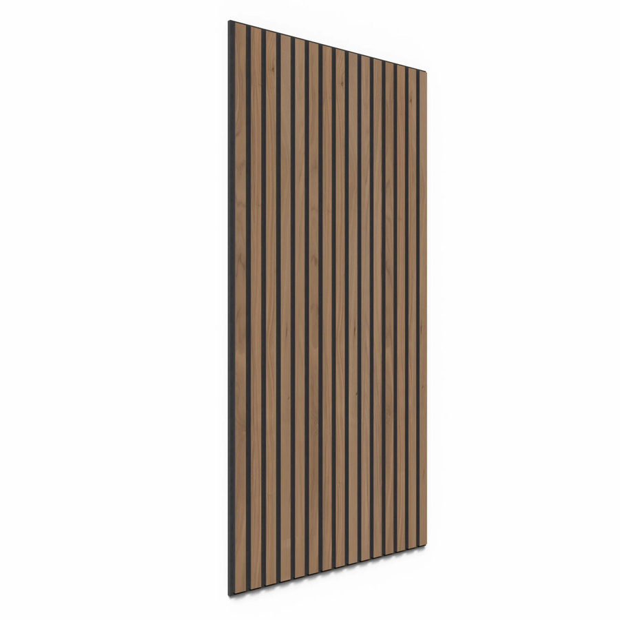 Denpanels Akustikpaneel Wandverkleidung aus Walnuss MDF und schwarzem Akustikfilz, Breite: 119,8 cm - Bild 2