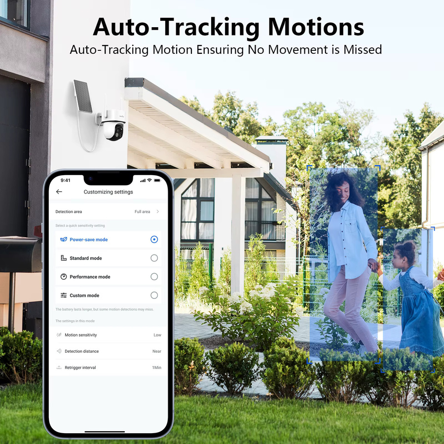 Wansview 2K Dual-Objektiv Solar-Überwachungskamera, kabellose Outdoor-PTZ-Kamera mit Farb-Nachtsicht, PIR-Bewegungserkennung, Zwei-Wege-Audio und IP65 wasserdicht, Farbe: Weiß - Bild 4