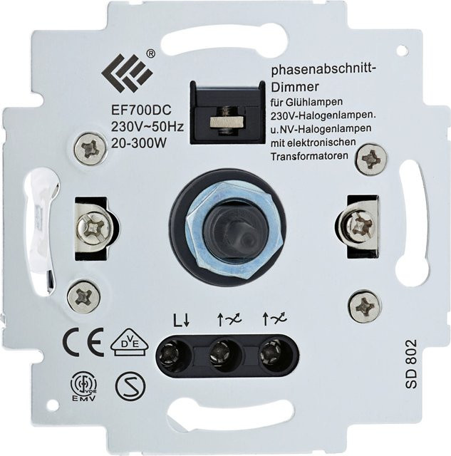 OBI Phasenabschnittsdimmer Unterteil für 230 V, 50-300 W, Wandmontage aus Kunststoff - Bild 1