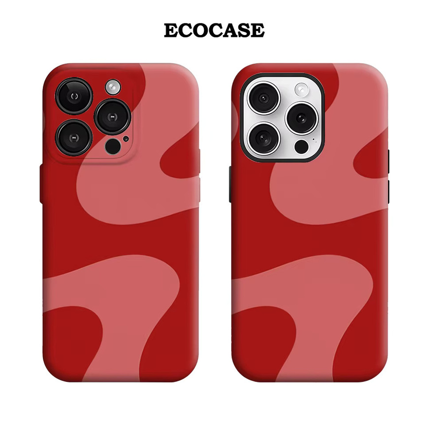 Crimson Flowing Shapes Handyhülle für iPhone 17 16 15 14 13 12 11 Pro Max Plus mit doppelschichtiger Rückseite in Rot - Bild 2