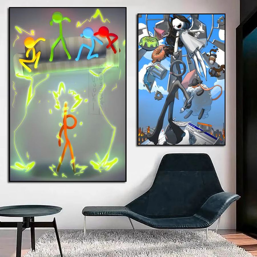 A-Alan Becker Poster HD Anime Motiv Wasserdicht Selbstklebend zur Wanddekoration in Schwarz - Bild 2