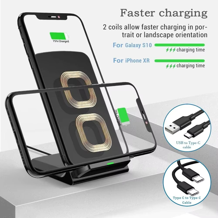 KEPHE 30W Kabelloses Ladegerät Ständer als Induktions-Schnelllade-Dockingstation für iPhone, Samsung und Xiaomi in Schwarz - Bild 4