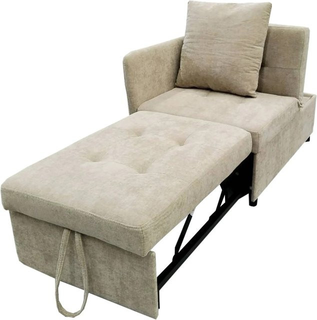 Merax 3in1 Schlafsofa aus Leinen mit Metall- und Holzgestell, Multifunktionales Liegesofa für Wohnzimmer und Schlafzimmer, Grau oder Beige, B: 177 cm, H: 68 cm, T: 65 cm - Bild 1