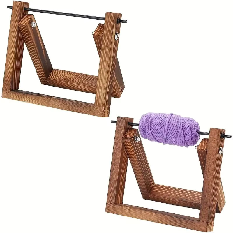 Hölzerner Desktop-Garnhalter in Braun als Faden-Organizer und Aufbewahrungsständer für Handstrickarbeiten - Bild 5