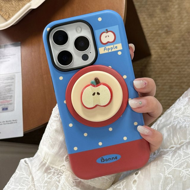 MUQGEW Magnetische iPhone Handyhülle mit Koreanischem Polka Dots Design und 3D-Sliced Apple Motiv, Stoßfeste Hardcover Schutzhülle für iPhone 11 12 13 14 15 16 Pro Max Mini, Mehrfarbig - Bild 1