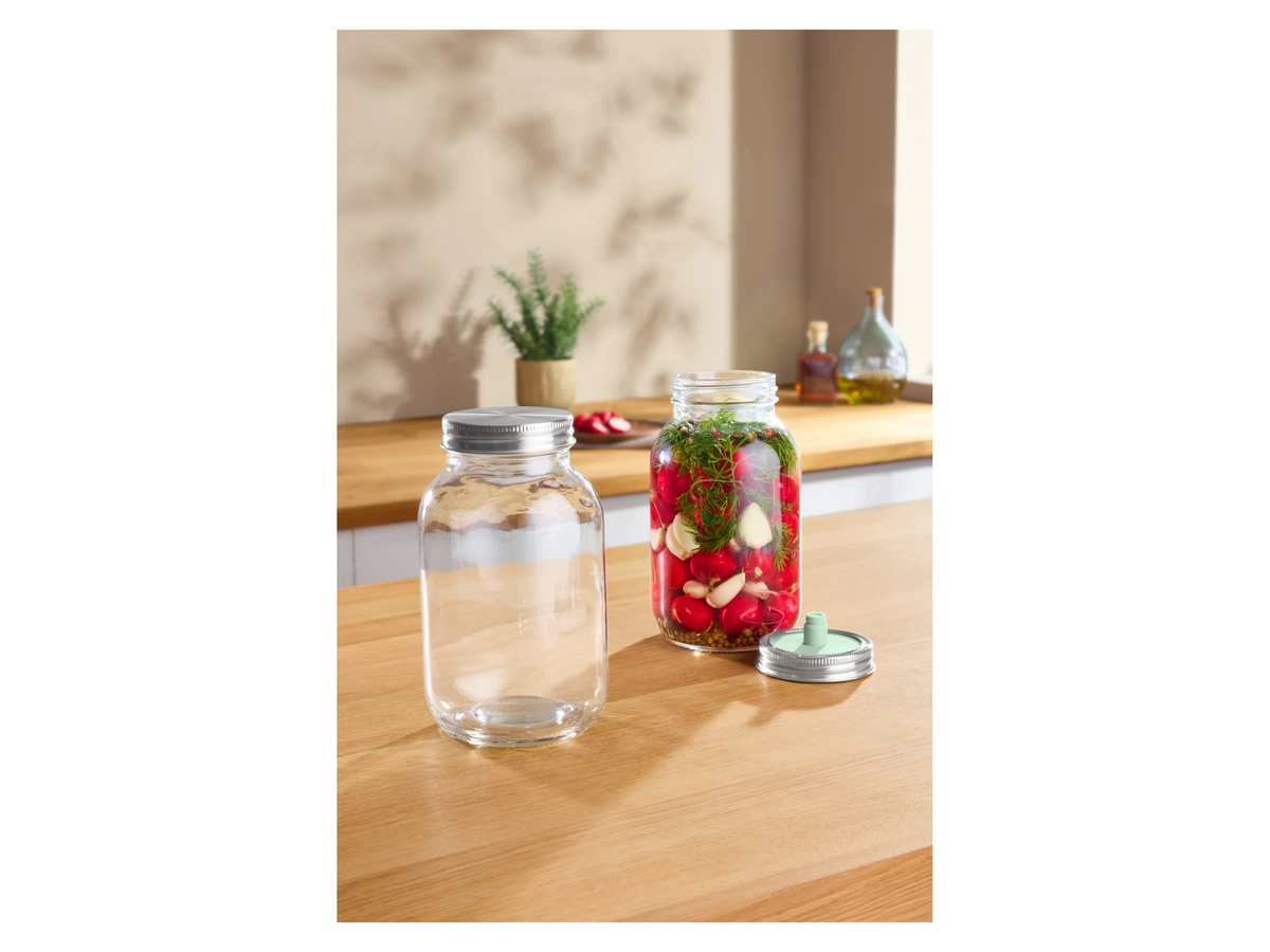 SILVERCREST Fermentationsglas aus Glas mit Edelstahl und Silikon, transparent, 1 l - Bild 1