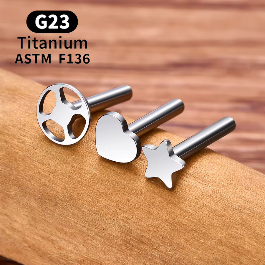 UHERA Piercing Ohrstecker Titan, Stern- und Herzform, 16G, Unisex - Bild 2