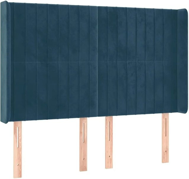 vidaXL Kopfteil mit Ohren in Dunkelblau aus Samt, B/T/H: 147 x 16 x 118/128 cm - Bild 1