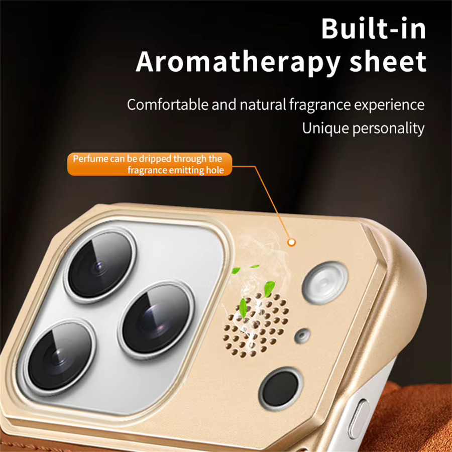 SZMUGUA Rahmenlose magnetische Handyhülle aus PU-Leder mit Aromatherapie für iPhone 17 Air 16e 16 15 14 Plus 13 12 11 Pro Max und MagSafe Kompatibilität in Braun - Bild 5