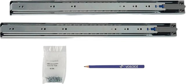 vasalat Kugelauszug Softclose Vollauszug mit Dämpfung, Farbe: Silber, Länge: 550 mm, 1 Paar - Bild 1