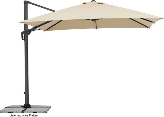 Schneider Ampelschirm Rhodos Twist in Beige mit Kurbelmechanik, B/T/H: 300 x 300 x 250 cm - Bild 1