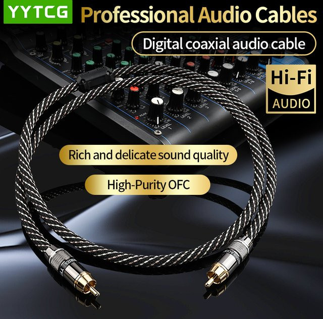 YYTCG HiFi RCA Koaxial-Audiokabel Schwarz für SPDIF Digitalverbindung mit DVD-Projektor, TV und Verstärker - Bild 1