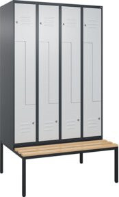C+P Z-Spind Classic PLUS Sitzbank mit 8 Fächern und Zylinderschloss, Buche-Hartholz und Stahl, B/T/H: 212 x 120 x 81,5 cm, Anthrazit/Grau/Schwarz - Bild 1