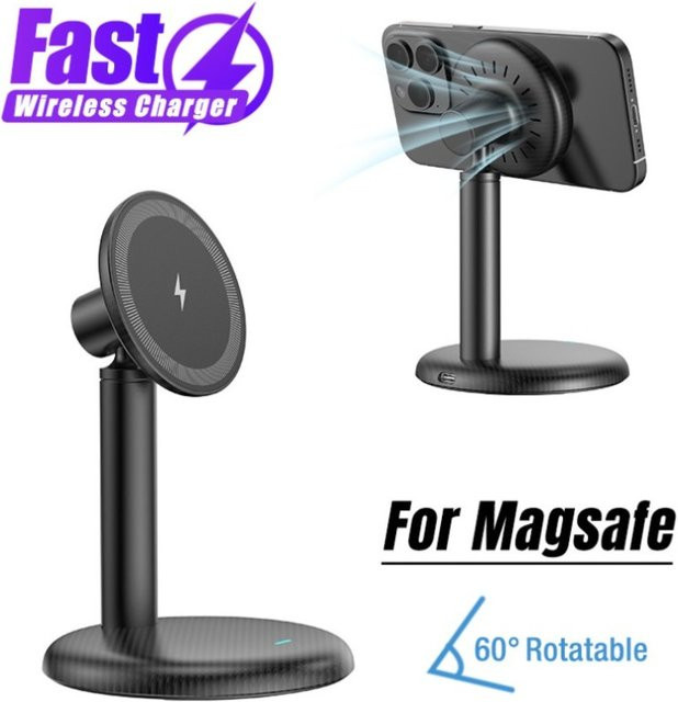 VIKEFON Magnetische Drahtlose Ladestation für iPhone und Samsung in Schwarz - Bild 1
