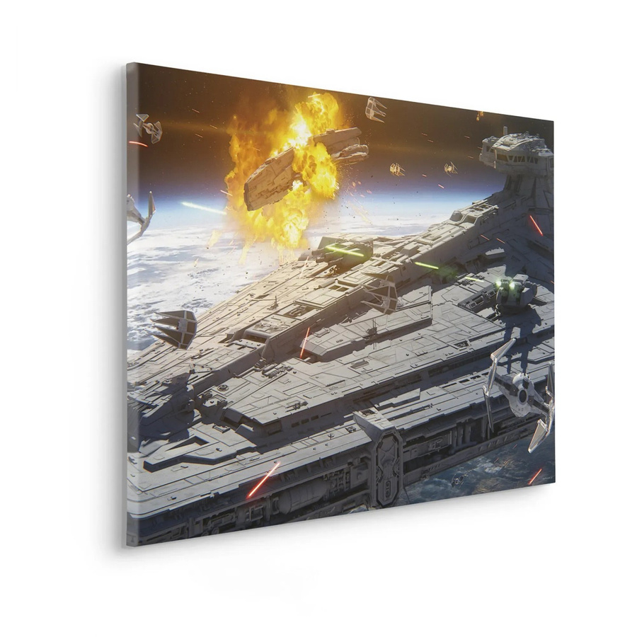 Komar Keilrahmenbild Star Wars The Mandalorian Space Fight Grau, Breite: 60 cm, Höhe: 60 cm - Bild 2