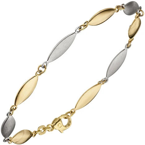Colfem Armband 585 Gelbgold, Weißgold bicolor, matt, 19,5 cm, Unisex - Bild 1