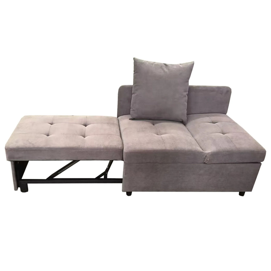 KOMHTOM 3-in-1 Multifunktions-Schlafsofa Polsterbett mit verstellbarer Rückenlehne in Grau aus Leinen und Metall, B/T/H: 177 x 65 x 68 cm - Bild 2