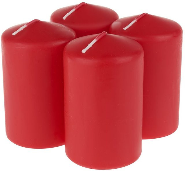 Wiedemann Stumpenkerze Rot, runde Kerze aus Wachs, Höhe: 10,0 cm, Durchmesser: 6,0 cm - Bild 1