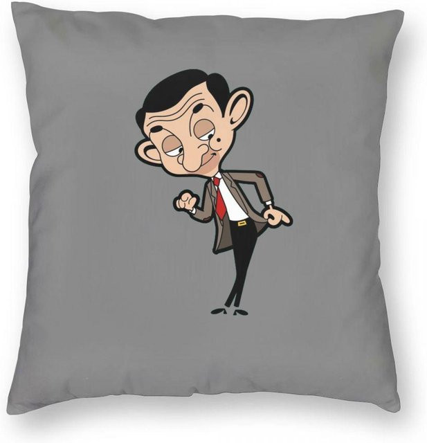 Mr Bean Quadratischer Kissenbezug aus Peach Skin für Sofa und Wohnzimmer, B/B: 18 x 18 cm, 1 Stück - Bild 1