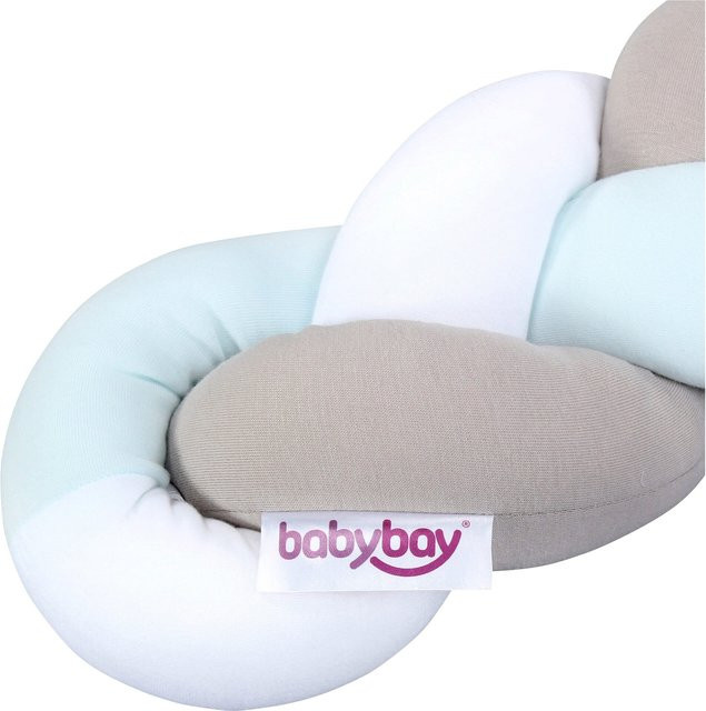 Babybay Nestchenschlange aus Baumwoll-Jersey geflochten in Blau, Länge: 200 cm - Bild 1
