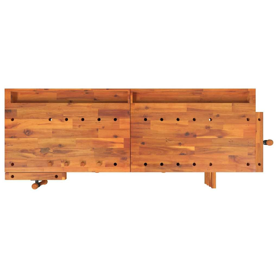 vidaXL Werkbank aus Akazienholz mit Schubladen und Schraubstöcken, Braun, B/T/H: 162 x 62 x 83 cm - Bild 3