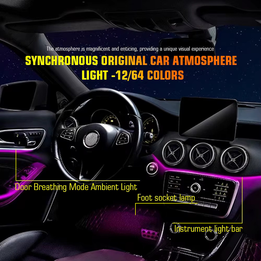 KALADA Ambientebeleuchtung für Mercedes-Benz A CLA GLA W176 W117 X156 mit App- und Fernbedienungssteuerung, RGB LED Set in Multicolour - Bild 3