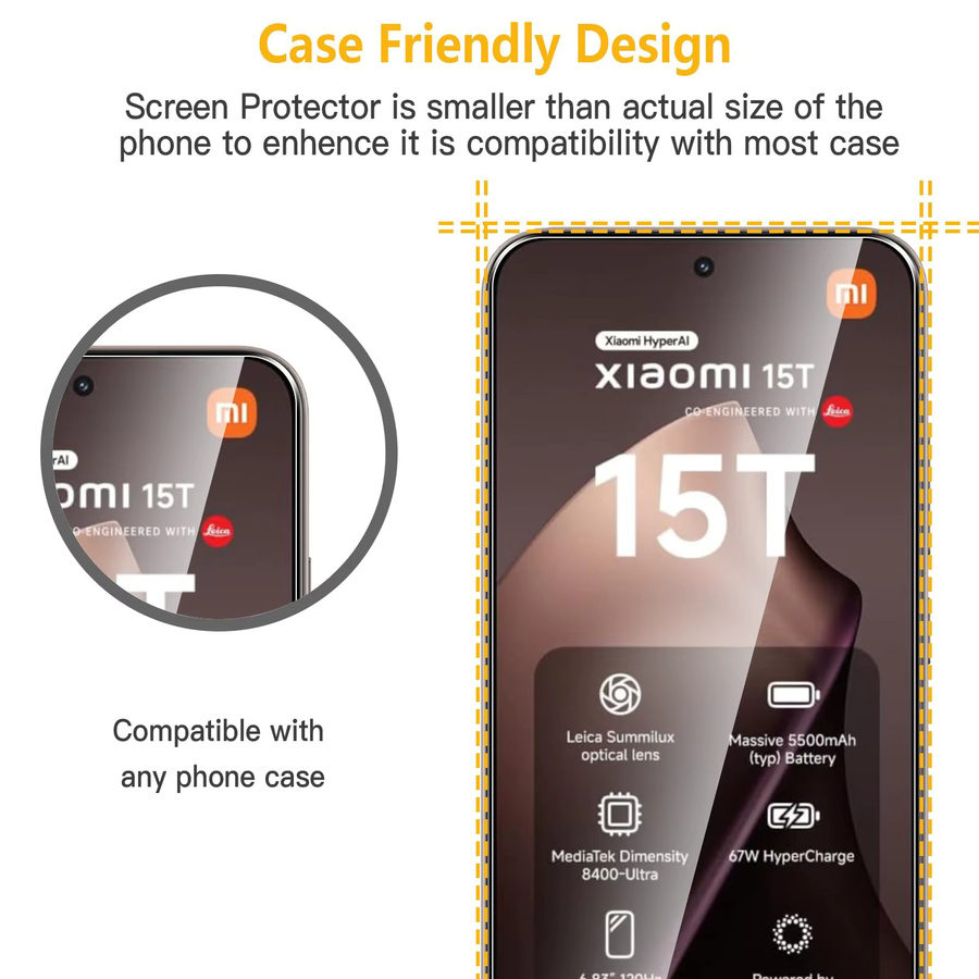 3er-Pack NOAHARK Displayschutzfolie aus gehärtetem Kristall-Mica Glas für Xiaomi 15T Pro 14T 13T 12T 11T, 9H Hart, Transparent - Bild 2