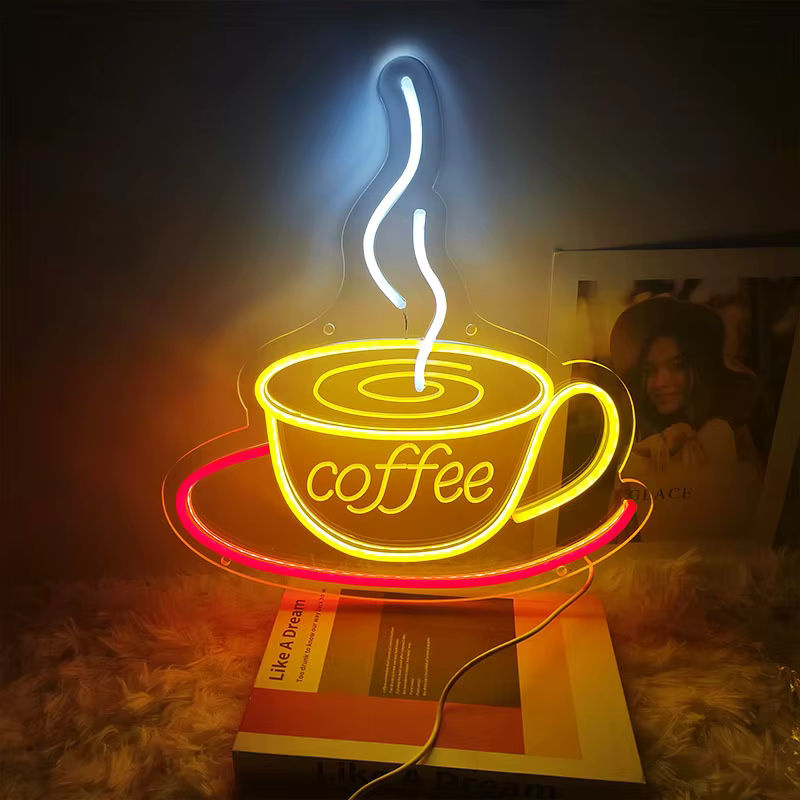 LED Kaffee Neonschild zur Wanddekoration mit USB-Anschluss für Café, Bar und Wohnräume - Bild 3