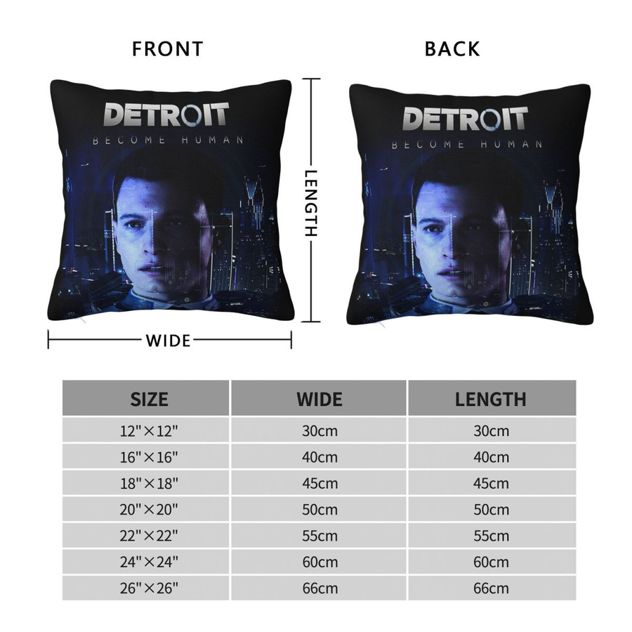Detroit Become Human Connor Quadratischer Kissenbezug aus Polyester und Leinen mit Samt-Finish, Mehrfarbig, B/B: 18 x 18 cm - Bild 4