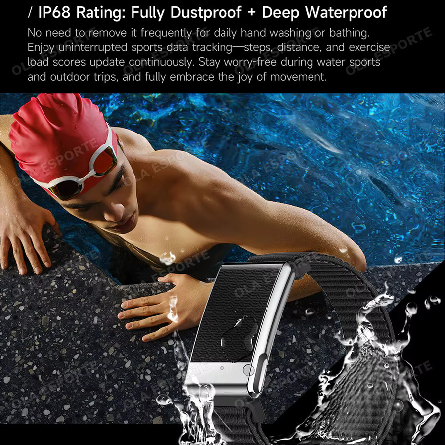 Ola Esporte Intelligentes Armband ohne Bildschirm in Weiß mit EKG, PPG, Herzfrequenz, Blutdruck, Stressmessung, Temperaturanzeige und SOS-Funktion, wasserdicht, Unisex - Bild 4