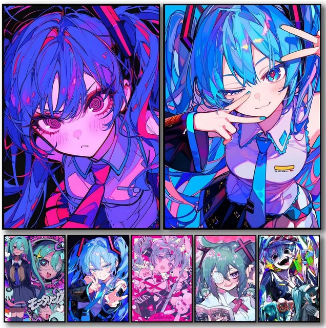Diamantmalerei Super Idol Hatsune Miku von KAYOU als Mosaik-Kunstwerk in Multicolour mit runden Diamanten - Bild 1